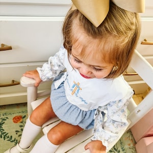 Langarm bestickte 2-teilige Bubble Baby Mädchen & Kleinkind Kirche Hosanna Ostern Outfit