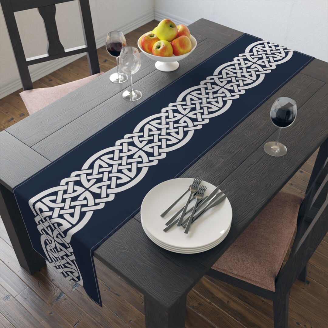 Dark Blue Table Runner With Viking Design "belti" - Etsy