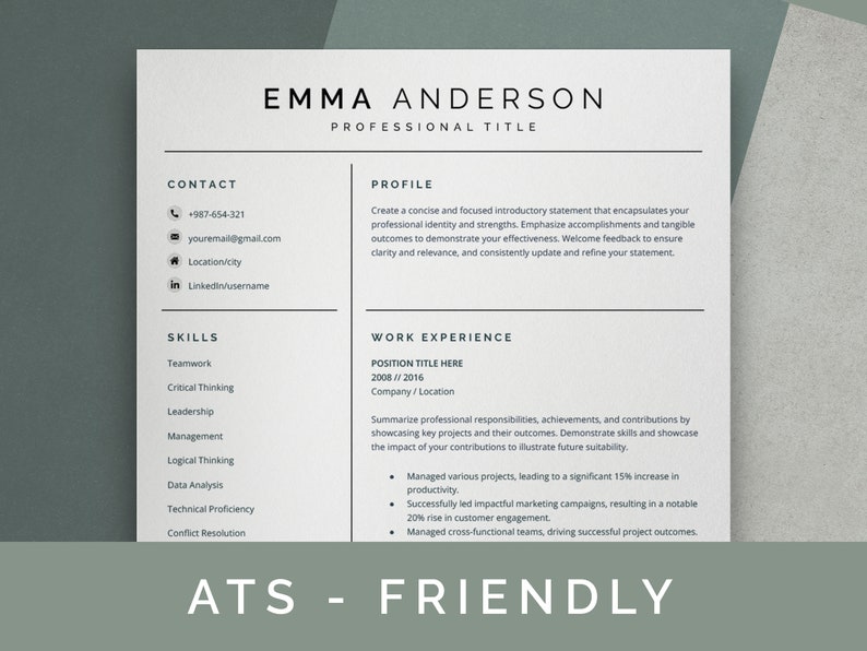 ATS Friendly Resume Template for - Il 794xN.5727016377 A4ut 