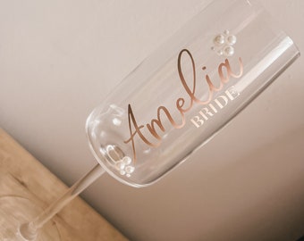 Weddings Prosecco glasses custom name and colours