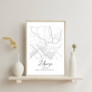 Personalisiertes Poster Standort Koordinaten Herz Home Zuhause Paar Hochzeit Geburtstag Jahrestag Familie Namen Geschenk Bild