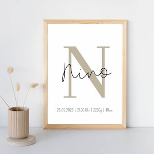 Personalisiertes Poster Geburtsposter Geburtstag Baby Geburtsdaten Buchstabe Name Geschenk Bild Geburt Taufe
