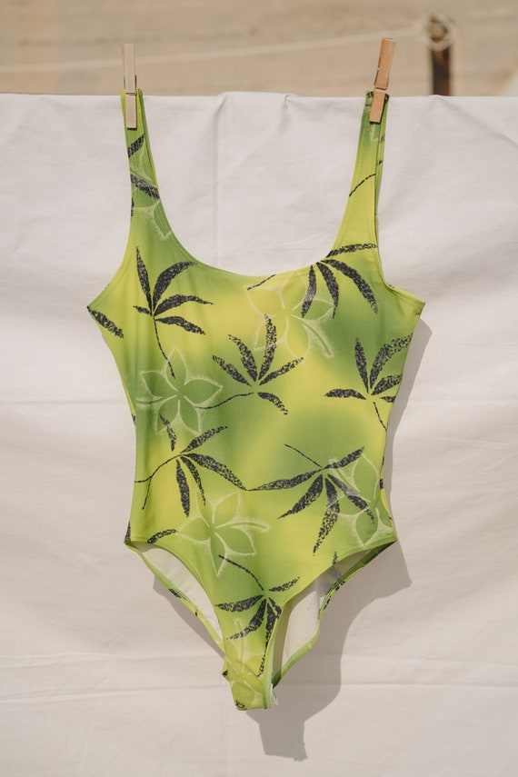 Vintage 90s romantic one-piece swimsuit - colorfu… - image 5