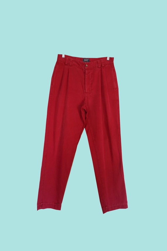 Vintage 90s red high waisted trousers - wide leg h