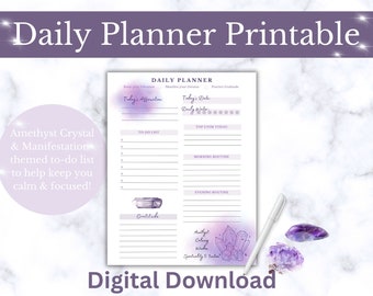 A5Tagesplaner Amethyst Kristall Manifestation Dankbarkeit To Do Liste Affirmation Digital Printable
