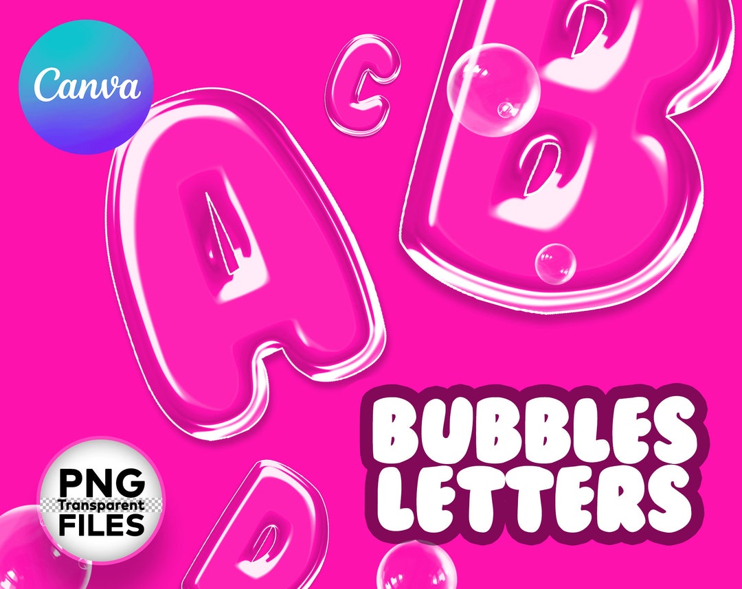 Bubbles Letters Alphabet Clipart Set, Bubble Letters SVG Bundle, Bubble
