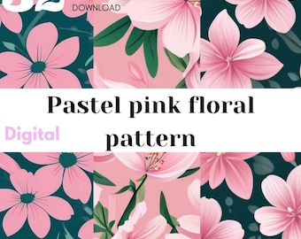 Digital pastel pink floral pattern, Pastel pink flower pattern