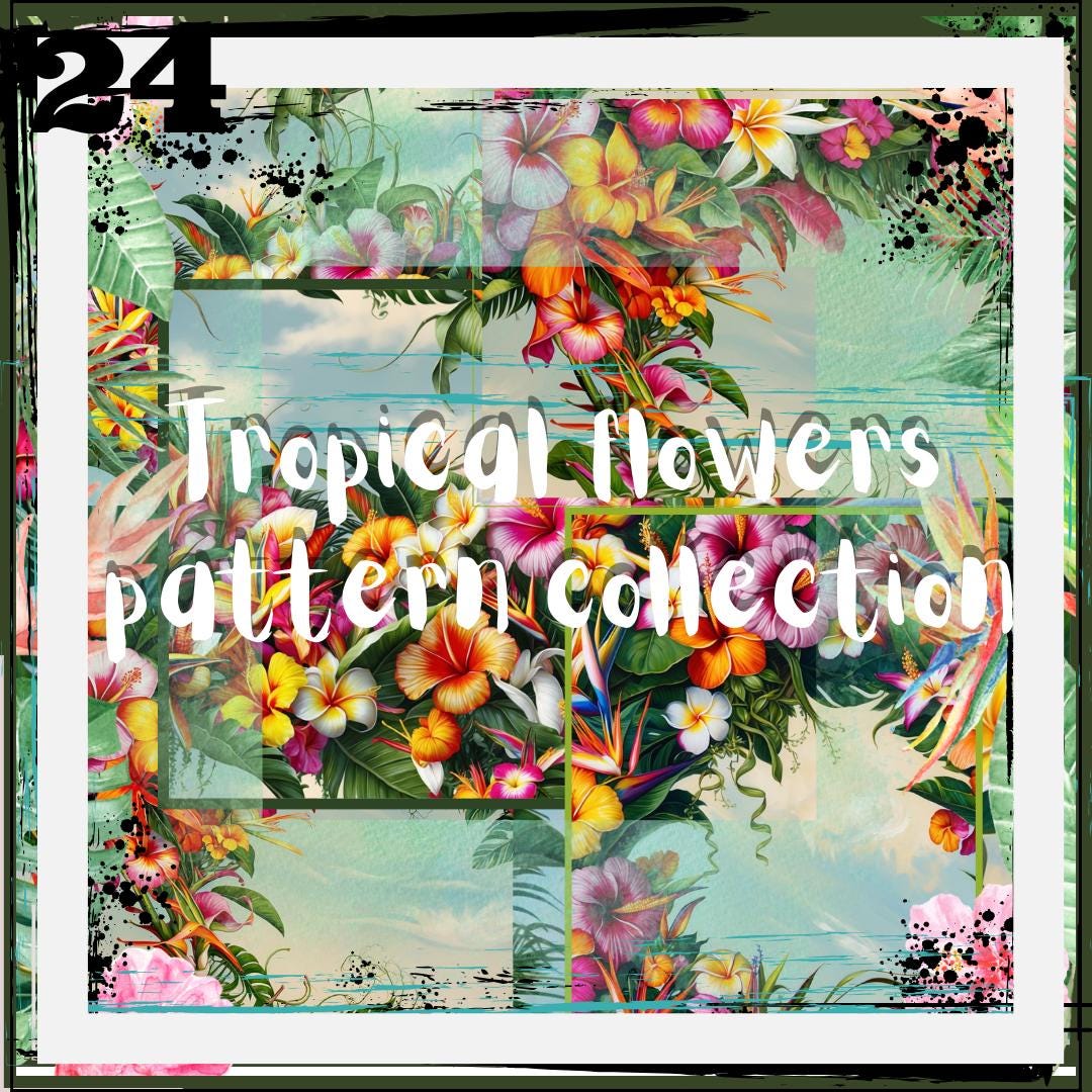 Curated visual reference: Fresh Look at Tropical Flowers Pattern Collection Tropical Flowers Pattern Bundle