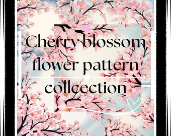 Cherry blossom pattern collection, Cherry blossom pattern, Cherry blossom bundle, Cherry blossom images
