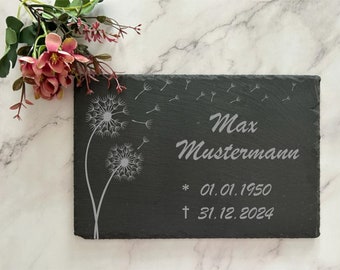 Gedenktafel, Urnengrabsteine, Grabsteine für Urnengräber, Gedenktafel aus Naturschiefer, mit personalisierten Text, 30x20cm 100% Wetterfest