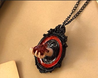 Anatomical Heart Necklace: Gothic 3D Hand, Dark Romantic Jewelry