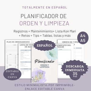 Planner order and cleanliness. Minimalist style. Spanish planner. Kon Mari method. Organizer. Spring cleaning. Bullet journal