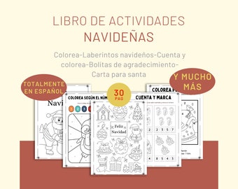 Libro de actividades navidad. Libro para pintar. Libreta de dibujo para niños. Material de pintura. Pintura de relajación. Fiestas. Regalo.