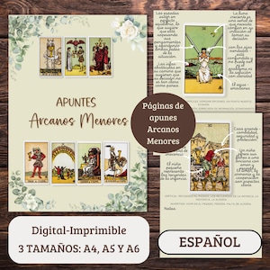 Minor Arcana Diary, Spanish Tarot Diary, Tarot Course, Downloadable Tarot, Printable Tarot, Tarot Activities, Rider Waite