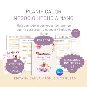 Hand-made business planner. Opening your business step by step. Guide in Spanish. Supplier lists. Product and order lists.