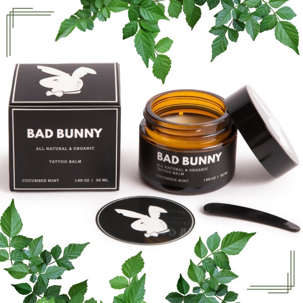 Bad Bunny Tattoo Aftercare Balm, Revive New & Old Tattoos, Before And After Organic Healing Tattoo Cream, 1.69 oz