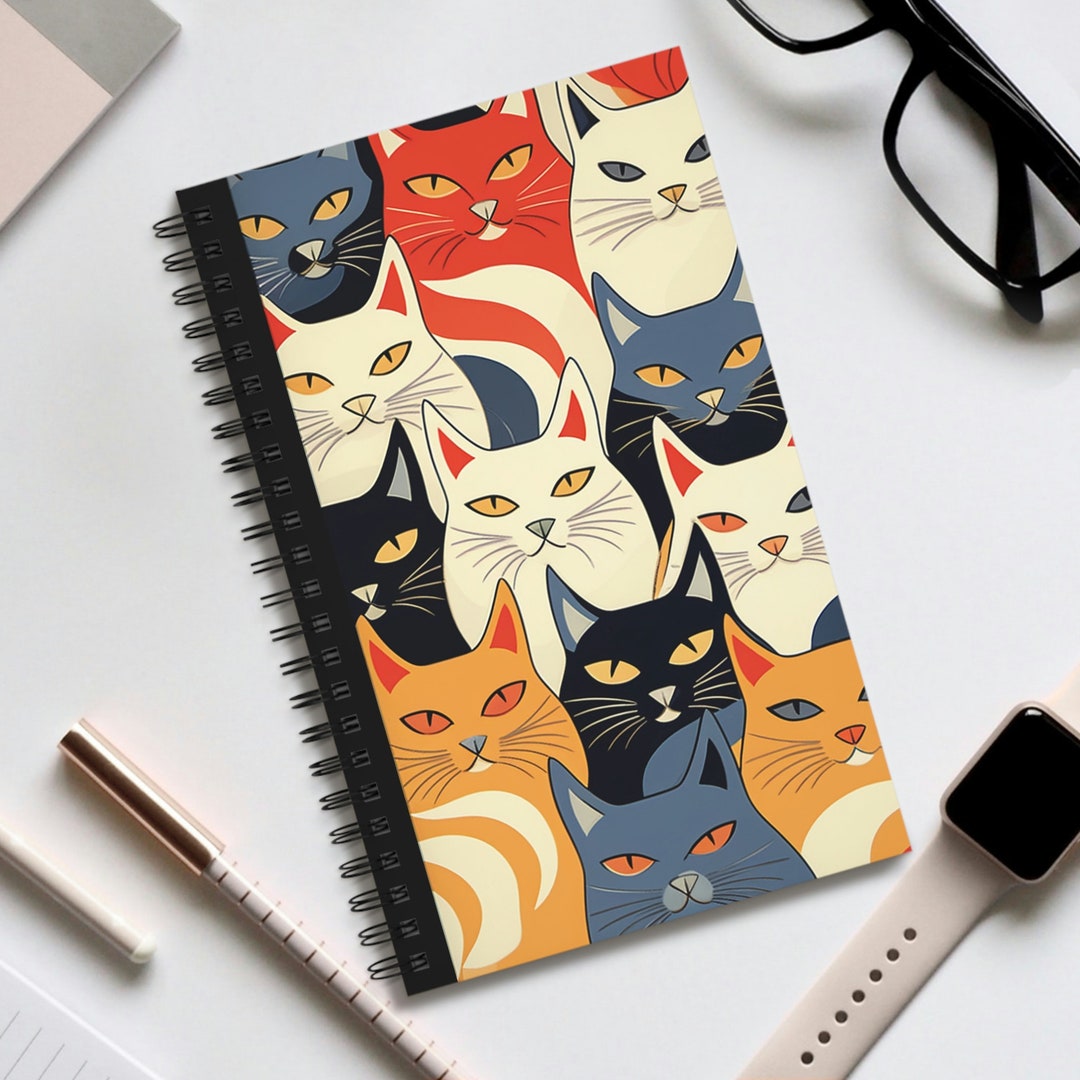 Spiral Notebook Cats Pattern - Etsy