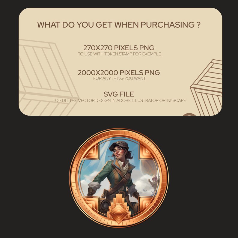 Art Deco Pack Token Border, Frame for Digital Tokens. Use Them on Your Favorite VTT, Roll20