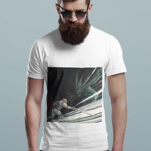 Camiseta unisex de estilo suave con estampado de anime espacial, galaxia, regalo de ciencia ficción, astronauta de dibujos animados, estética cósmica, arte anime