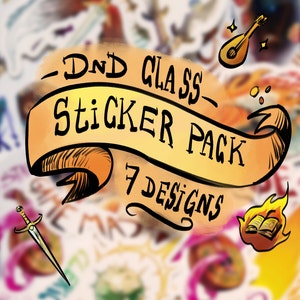 RPG klasse dnd pack sticker glanzend vinyl alle ondersteuning