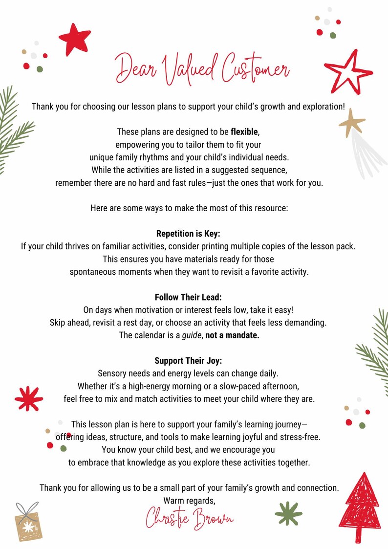 Dear Lesson December Lesson Plan Preschool - Etsy