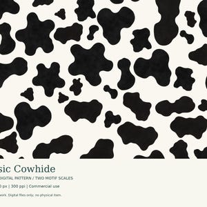 Classic Cowhide Seamless Digital Pattern, PNG JPG, Tumbler Crafts Fabric Paper, Printable Extras, Commercial Use