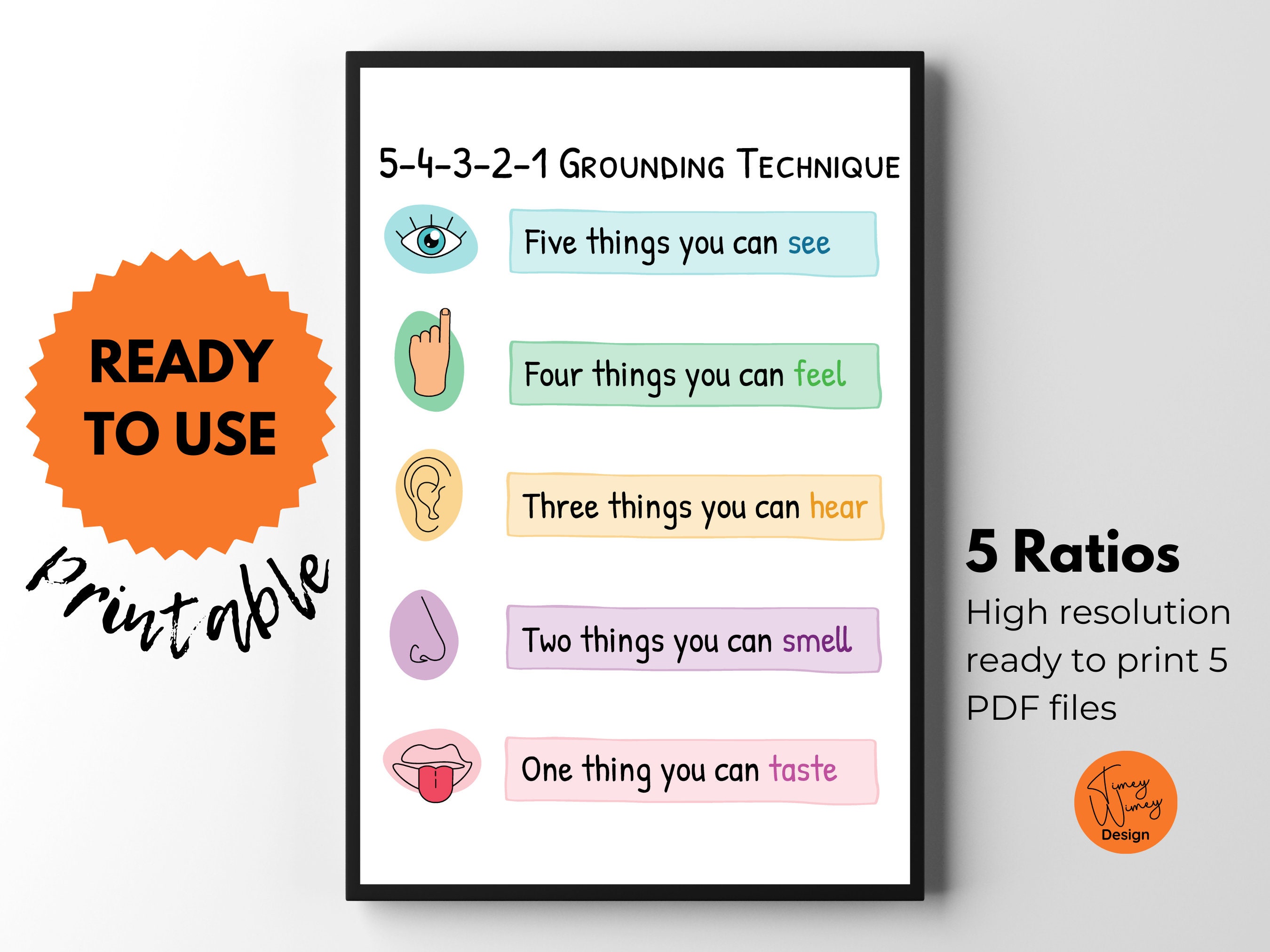 Five Senses Grounding Technique Poster Dbt Coping Skills, 41% OFF