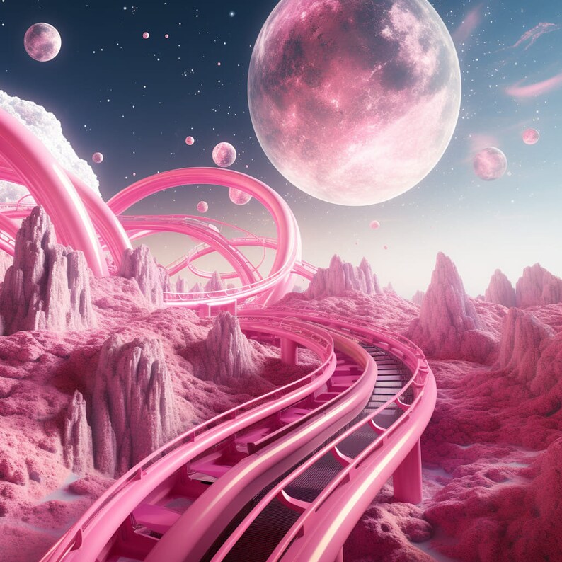 Pink Space Roller Coaster - Etsy