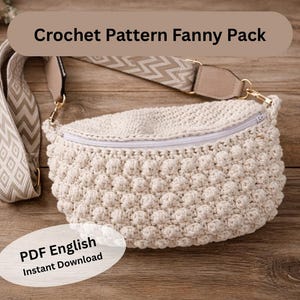 Crochet Pattern Fanny Pack with zipper / PDF Download (English) with illustrations /DIY Bubble Bag  / Bum Bag / Waist Bag