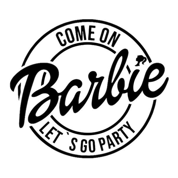 Pink Check Barbi GIrl SVG - Let's Go Party SVG - Barbi Svg - Digital Download - Instant Download - Cricut files - Cut files - PNG jpg