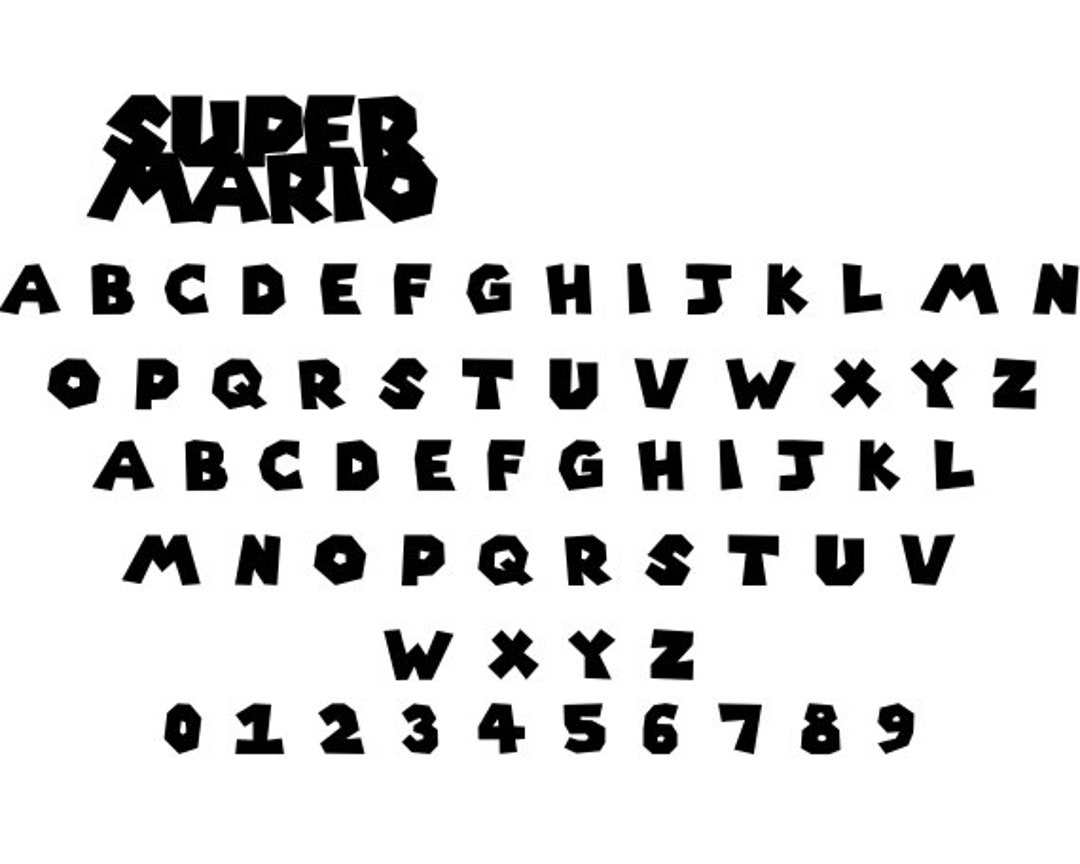 Super Mario Font, Mario Font, Super Mario Letters, Super Mario Font Svg
