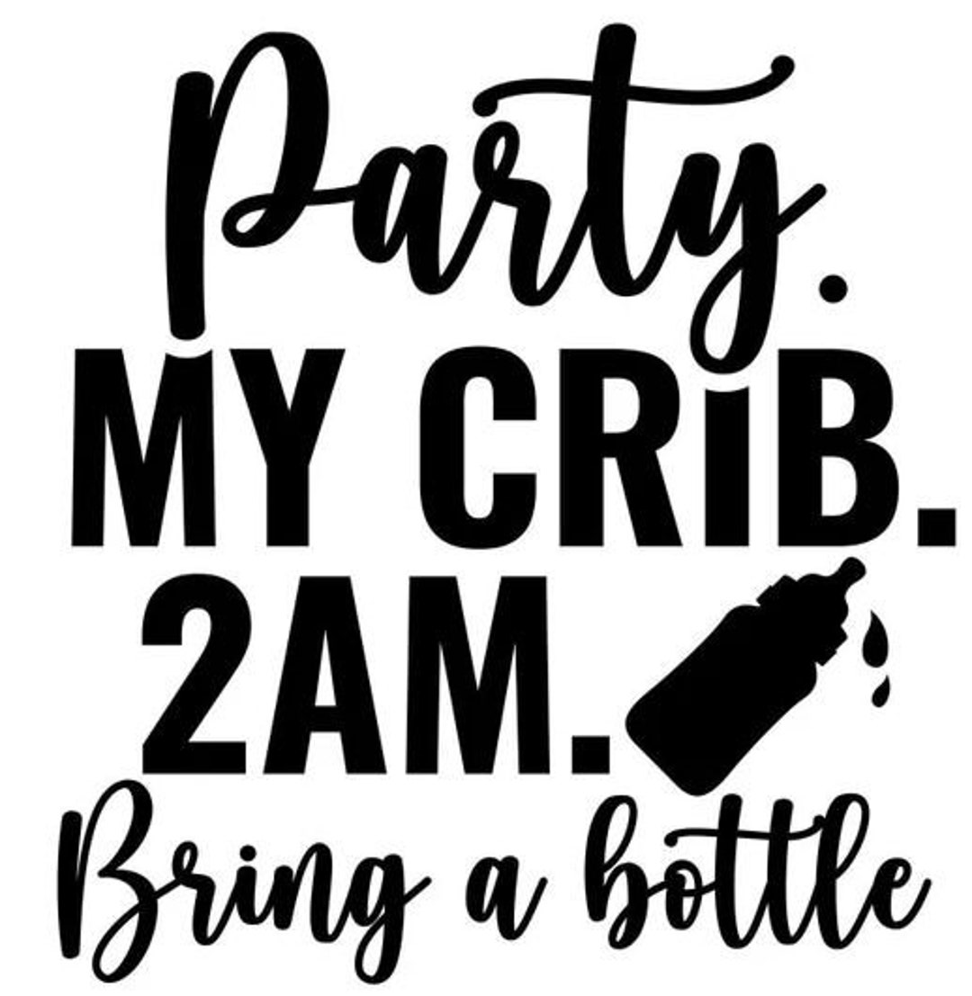 Party at My Crib Bodysuit SVG, Funny Baby Clothes, Cute Bodysuit, Baby