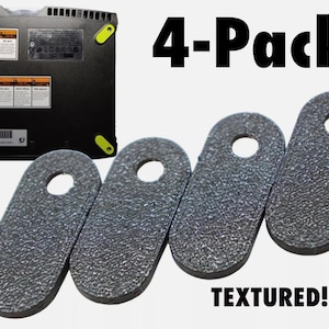 May include: A 4-pack of textured, gray, oval-shaped items with a hole at one end. The text "4-Pack" and "TEXTURED!" are displayed in black. A black electronic device is in the background.