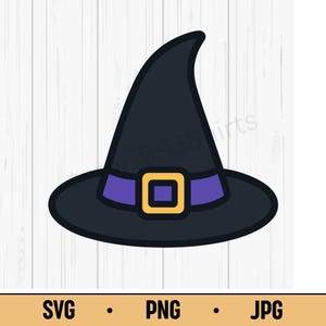 Witch Hat SVG PNG JPG – Classic Pointy Hat Vector, Halloween Costume Accessory Design
