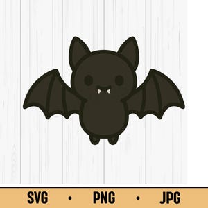 Bat SVG PNG JPG – Cute Kawaii Bat Character, Halloween Animal Vector