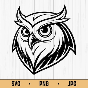 Testa di gufo SVG PNG - Clipart tribale di gufo, sagoma di uccello saggio e audace, vettore di animale del bosco per Cricut e tatuaggi