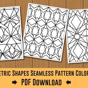 10 Geometric Pattern Coloring Pages – Abstract Printable Coloring Sheets, PDF Coloring Book