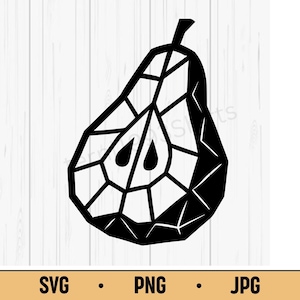 Pera geometrica SVG PNG JPG – Vettore di frutta poligonale, design astratto di cibo sano