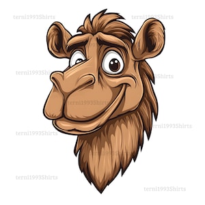 Lustiges Kamel Kopf PNG – Cartoon Tier Illustration, Bedruckbare Sublimation, Sticker, Clipart, Digitaler Download