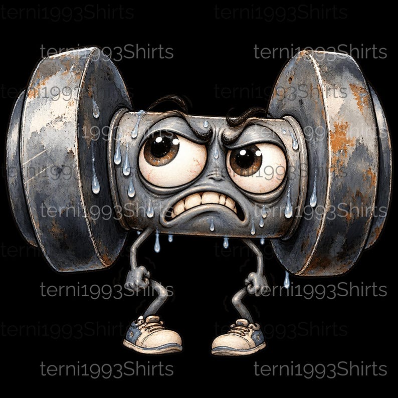 7 Funny Cartoon Dumbbells PNG Clipart Bundle - Weightlifting Characters ...