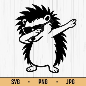 Dabbing Hedgehog SVG PNG JPG – Funny Cartoon Hedgehog Dab Pose, Animal Vector Design