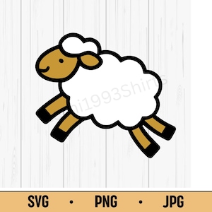 Jumping Sheep SVG PNG JPG – Cute Cartoon Sheep Vector, Kawaii Farm Animal Design