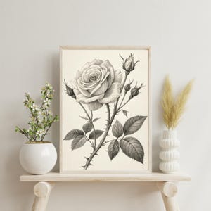 Póster de rosas vintage, estampado floral, arte floral para pared, arte imprimible, decoración de pared