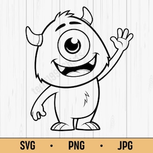 Cute Monster SVG PNG – Smiling One-Eyed Cartoon Monster Clipart for Kids, Digital Download for Cricut and Sublimation
