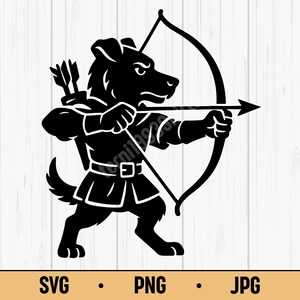 Archer Dog SVG PNG JPG – Cute Dog with Bow Clipart, Forest Animal Archer for Kids Decor, Pet Crafts, and Digital Download Art