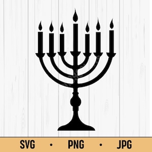 Menorah SVG PNG JPG – Hanukkah Candle Holder Vector, Digital Download for Jewish Holiday Decor, Religion & Celebration Art