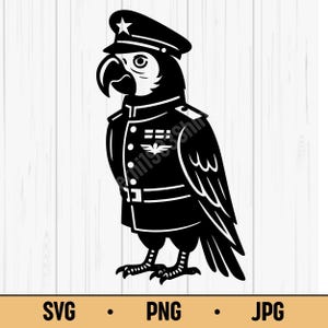 Police Parrot SVG PNG JPG – Cartoon Cop Parrot Vector, Digital Download for Stickers, Sublimation, Cricut Crafts