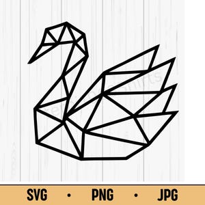 Geometric Swan SVG PNG JPG – Polygon Elegant Bird Vector, Abstract Wildlife Animal Design