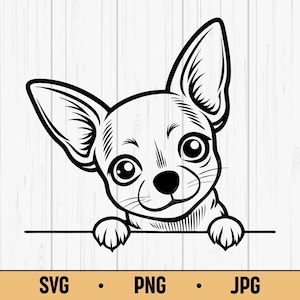Peeking Chihuahua SVG PNG – Cute Small Dog Clipart, Puppy Silhouette Vector, Adorable Chihuahua Head Design for Cricut & Stickers