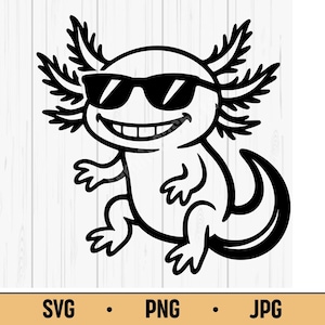 Cool Axolotl SVG PNG JPG – Axolotl with Sunglasses Vector, Funny Amphibian Digital Design